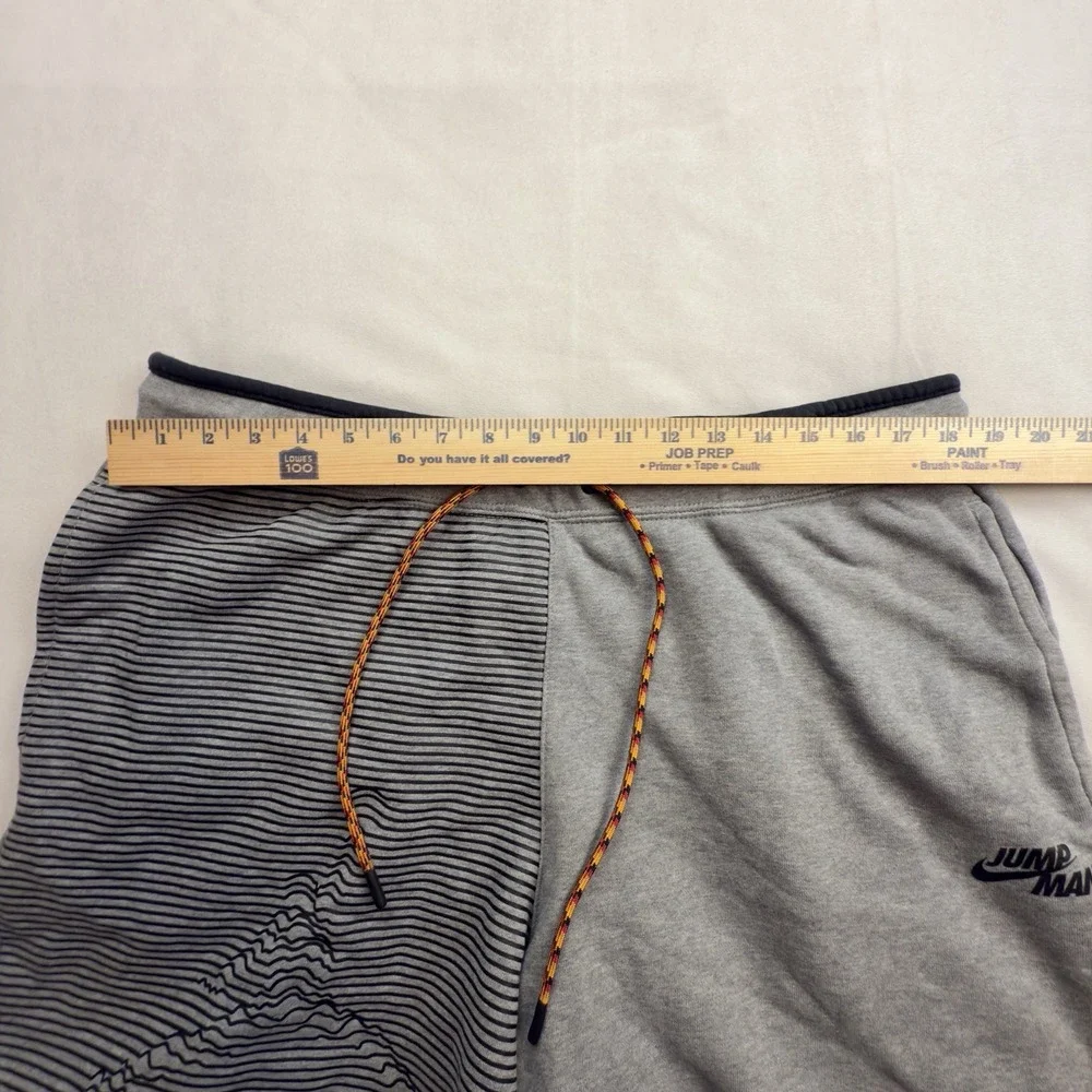 Nike Jordan Jumpman Short Mens XL Gray Black Stripe Fleece Drawstring DJ0186-091